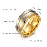 IP Gold Tungsten Ring with Groove for Her Wholesale