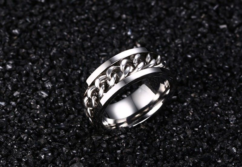 Mens Stainless Steel Rings with Chain for Amazon