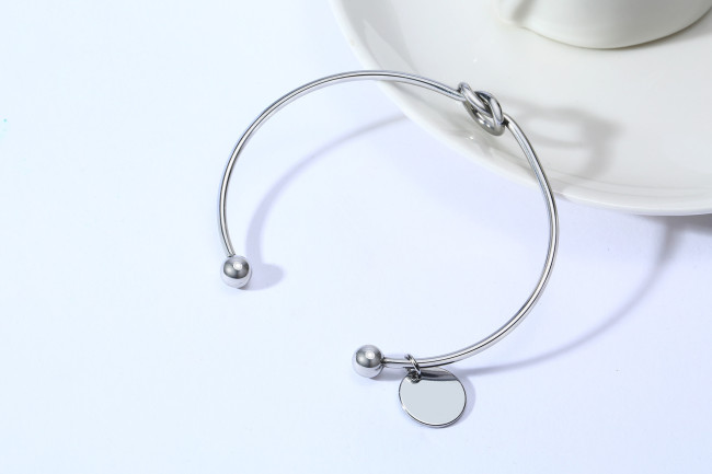 Wholesale Stainless Steel Disk Tag Love Knot Cuff Bracelet