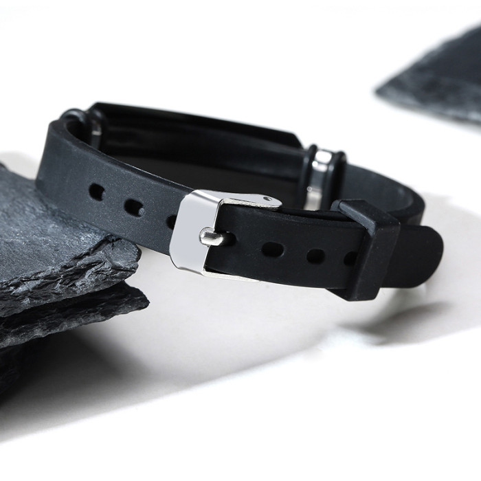 Wholesale Stainless Steel Men Custom Black ID Silicone Bracelets