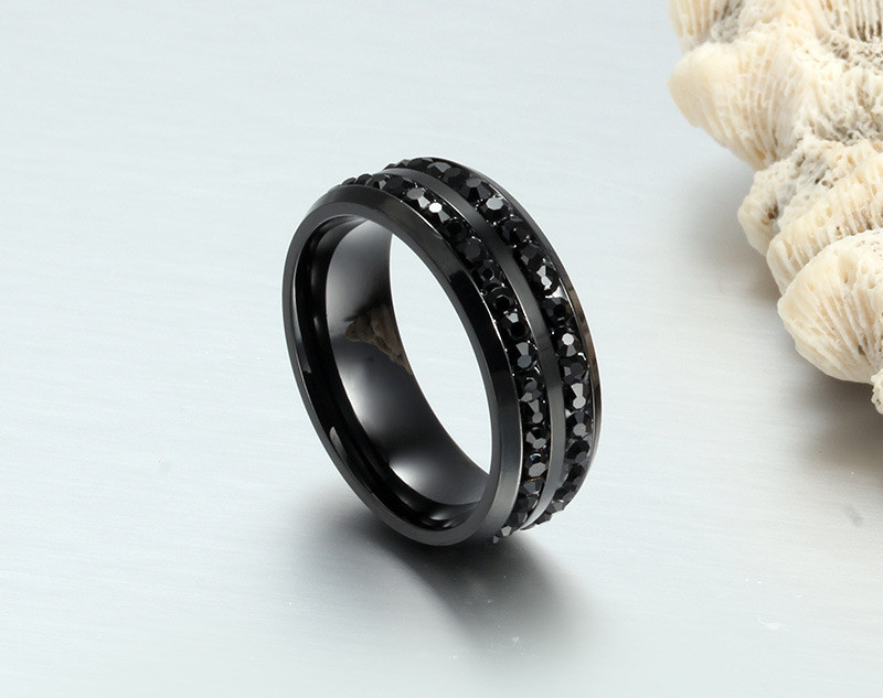 Stainless Steel Black Two Line CZ Ring Ebay