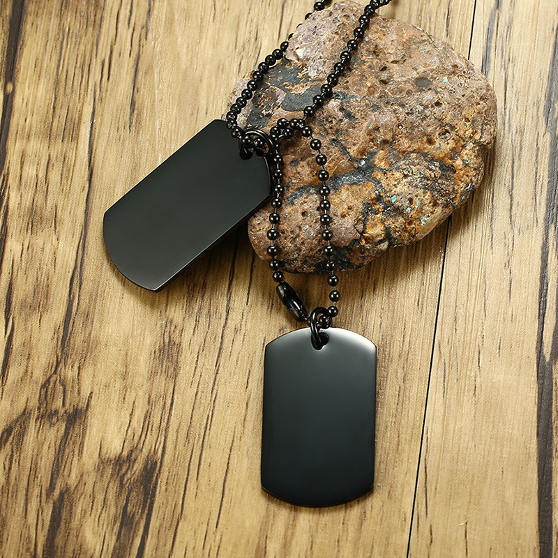 Wholesale Stainless Steel Black Dog Tag Jewelry