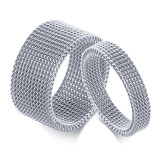 Wholesale Stainless Steel Wedding Bands Mesh Couple Rings