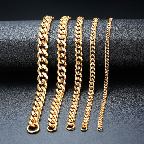 Wholesale Stainless Steel Cuban Link Gold Chain Unisex Bracelet