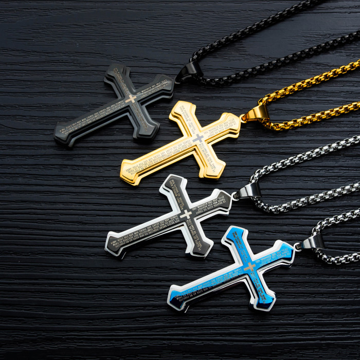 Wholesale Stainless Steel Cross Pendant and Chain Mens