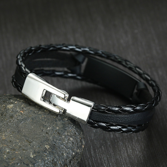 Wholesale Personalized Leather Alloy ID Bracelets