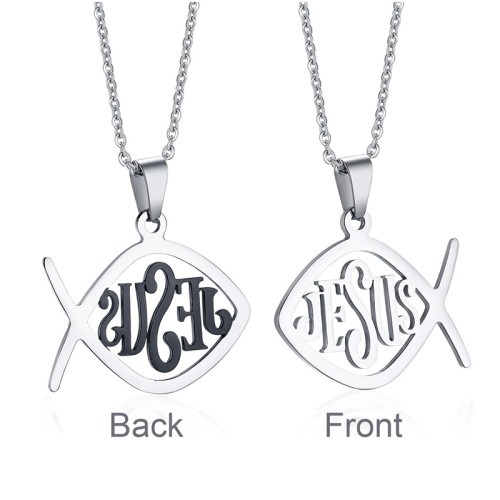 Wholesale Stainless Steel Two-sided Jesus Fish Pendant