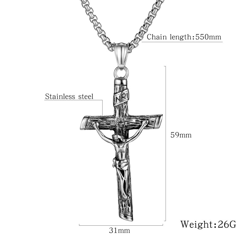 Wholesale Stainless Steel INRI Crucifix Cross Pendant Necklace