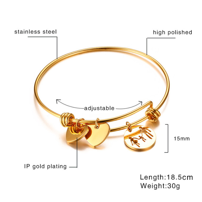Wholesale Stainless Steel IP Gold Bangle Bracelets for Women