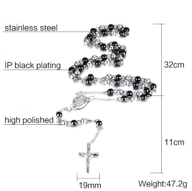 Wholesale Stainless Steel Rosary Necklaces