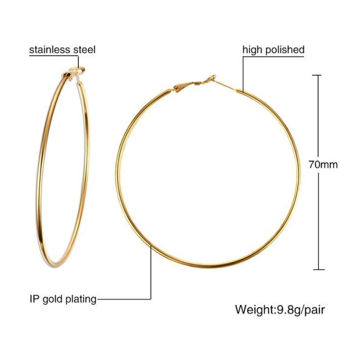 Stainless Steel Golden Hoops Earrings Wholesale