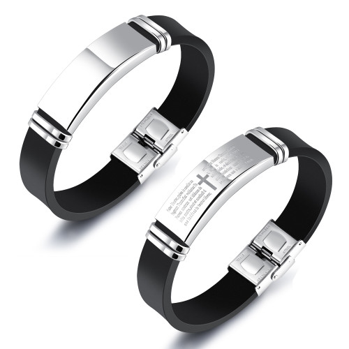 Wholesale Stainless Steel Silicone Mens Bracelet