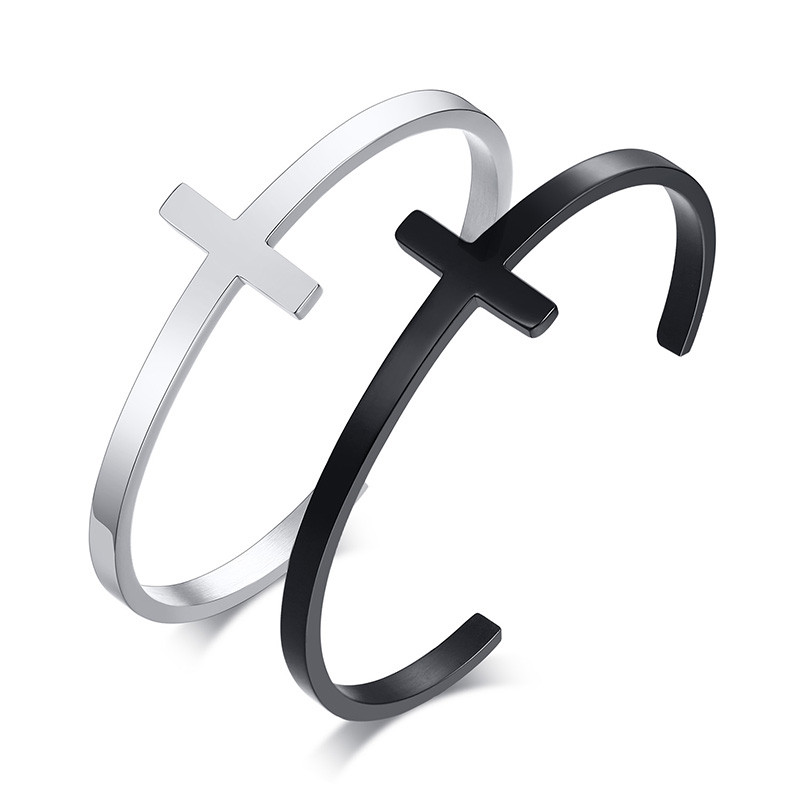 Wholesale Stainless Steel Bangle with Cross Charm