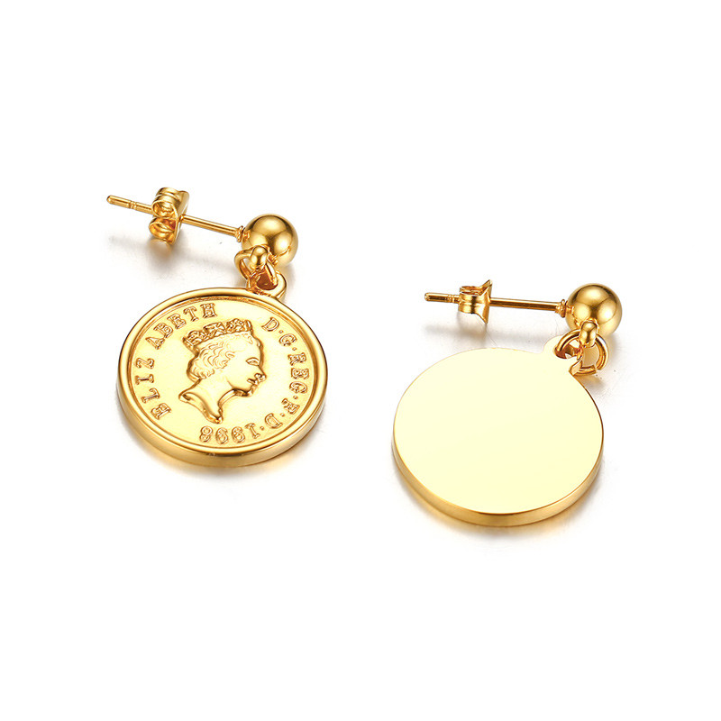 Wholesale Stainless Steel Gold Coin Earring Designs