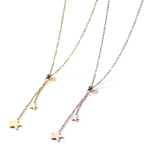 Wholesale Womens Stainless Steel Tassels Star Necklace