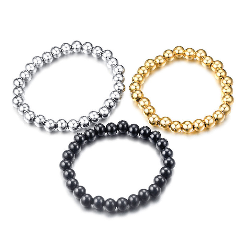 8mm Stainless Steel Beads Bracelet