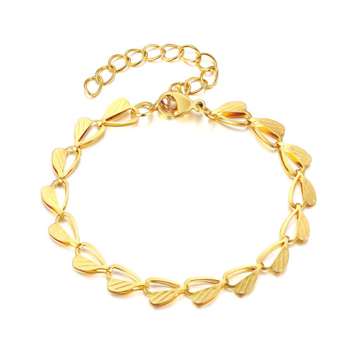 Wholesale Stainless Steel Personalised Golden Leaf Chain Bracelet