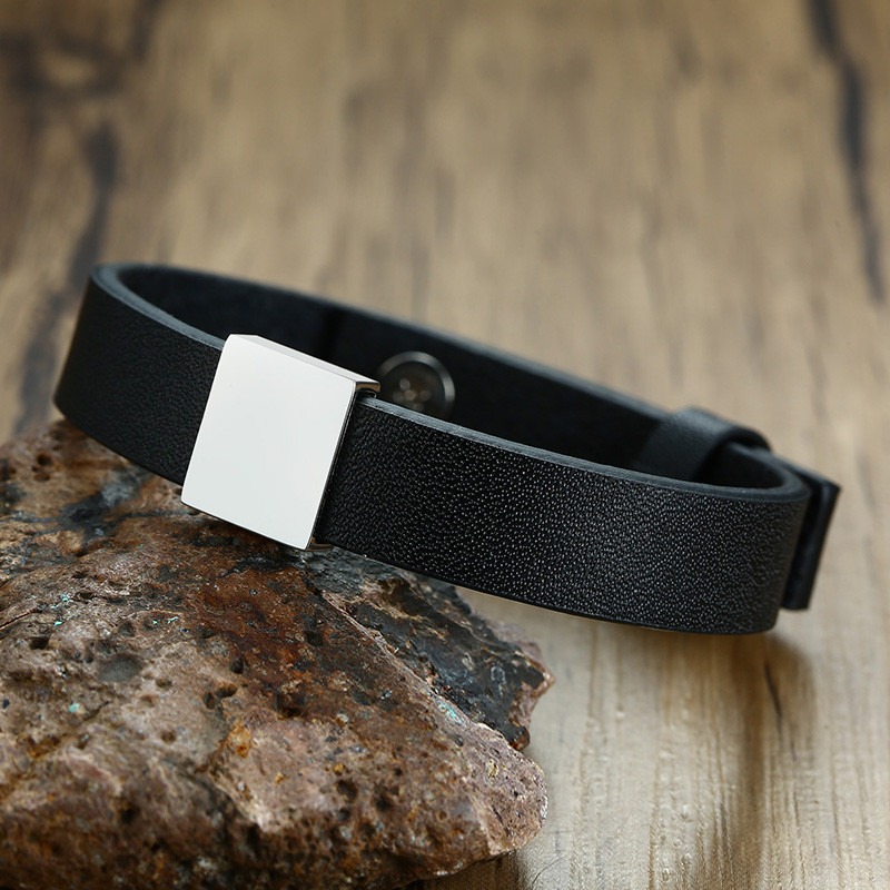 Wholesale Personalized Genuine Black Leather Bracelet
