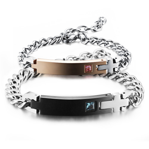 Wholesale Stainless Steel His and Hers Engraved Bracelets