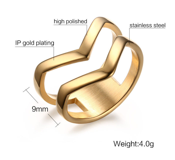 Wholesale Gold V Middle Stainless Steel Rings in Canada