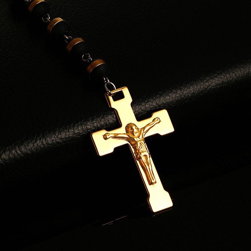 Cross Necklace IP Gold Stainless Steel Wholesale