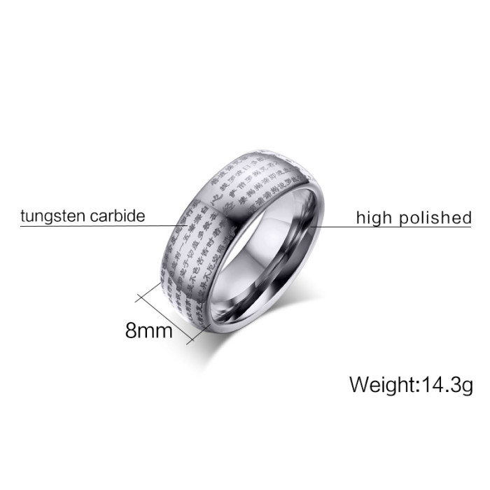 Wholesale Tungsten Buddhism's Scriptures Rings from China