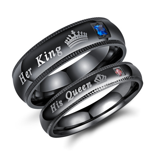 Wholesale Her King His Queen Ring Jewelry Wedding Steel Engagement