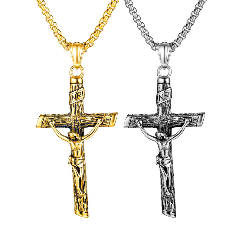 Wholesale Stainless Steel INRI Crucifix Cross Pendant Necklace