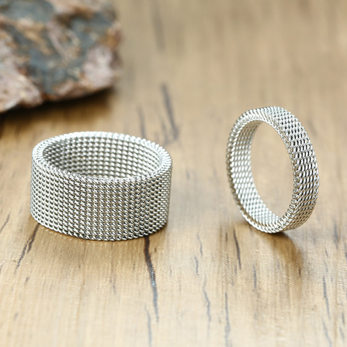 Wholesale Stainless Steel Wedding Bands Mesh Couple Rings