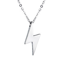 Wholesale Stainless Steel Silver Lightning Bolt Pendant Necklace