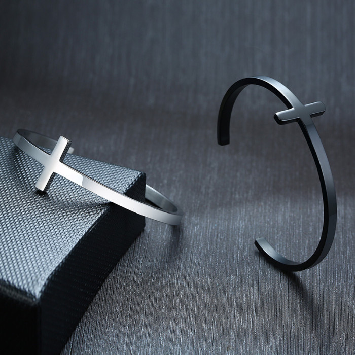 Wholesale Stainless Steel Bangle with Cross Charm