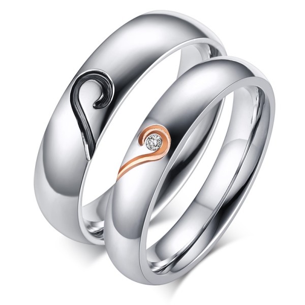 Stainless Steel Wedding Ring Engagement Ring Band Set