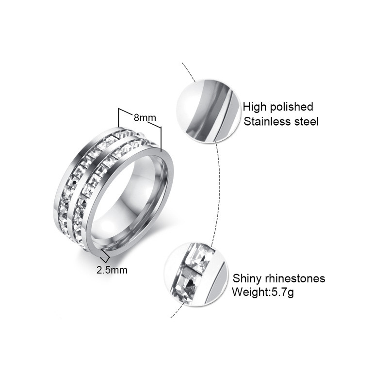 Wholesale Stainless Steel Cubic Zirconia Wedding Rings