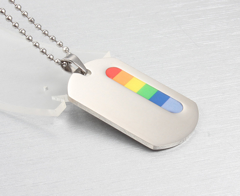 Stainless Steel LGBT Gay and Lesbian Pride Dog Tag Necklace