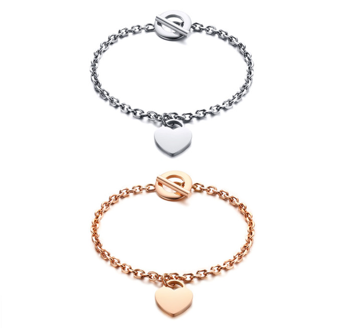 Wholesale Stainless Steel Chain Bracelet with Heart Charm