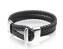 Wholesale Black Braided Leather 4 Strings Bracelet