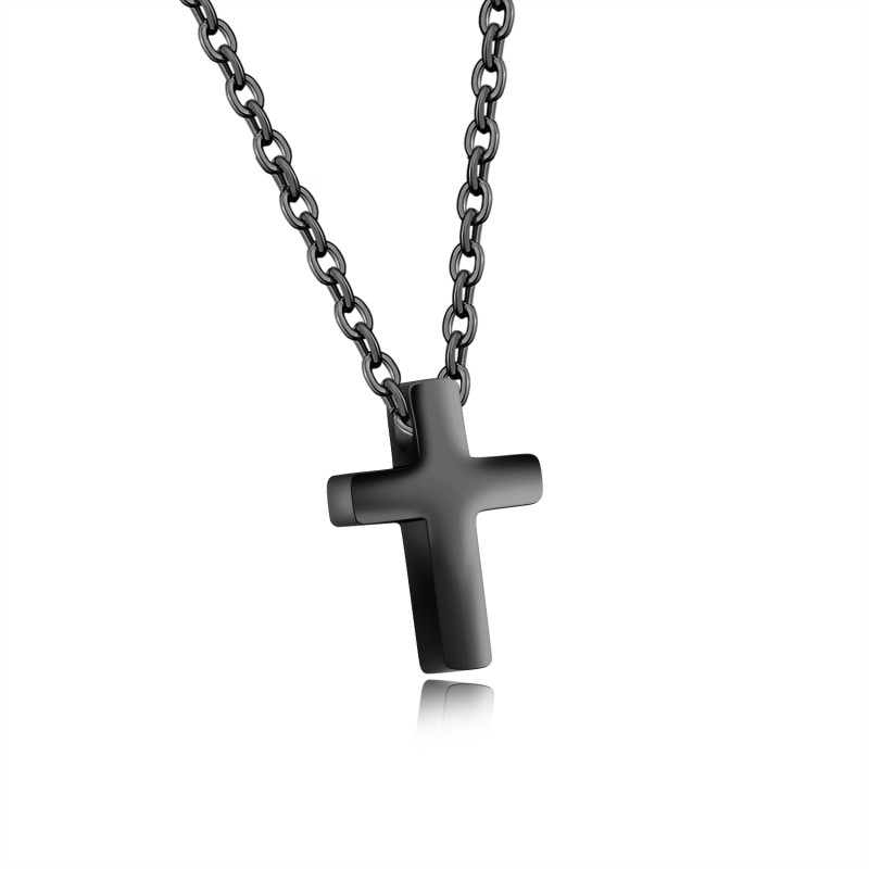 Wholeale Stainless Steel Black Cross Necklace for Women