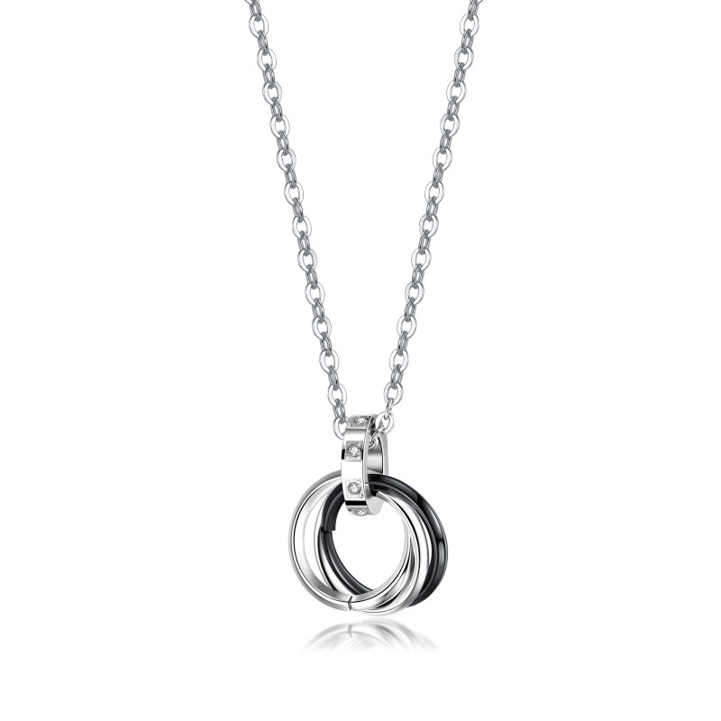 Wholesale Stainless Steel Triple Ring Pendant Necklace