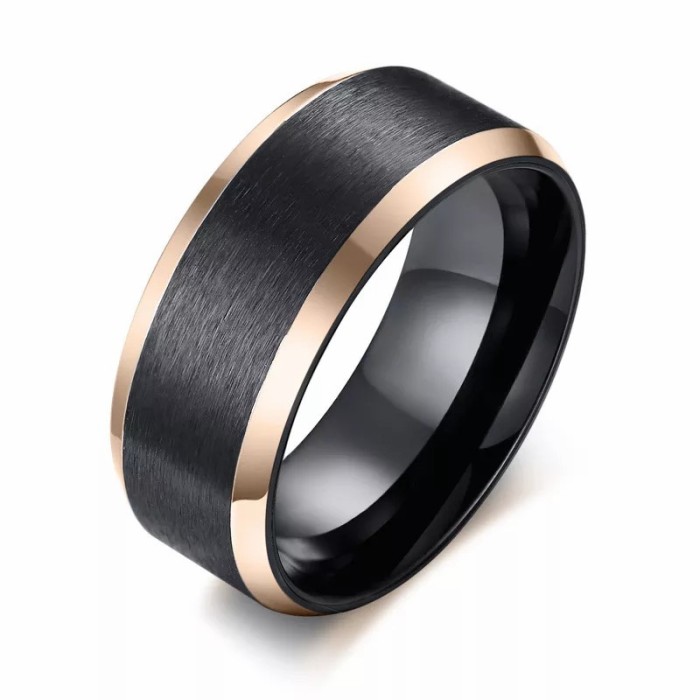 Wholesale Mens Stainless Steel Ring Black Matte Finished 8mm
