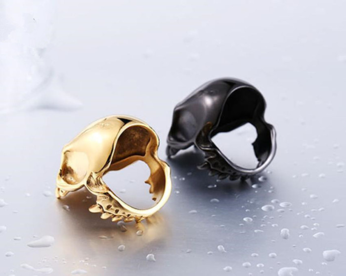 Wholesale Stainless Skull Ring IP Black