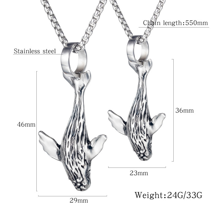 Wholesale Stainless Steel Man Hip-hop Whale Necklace