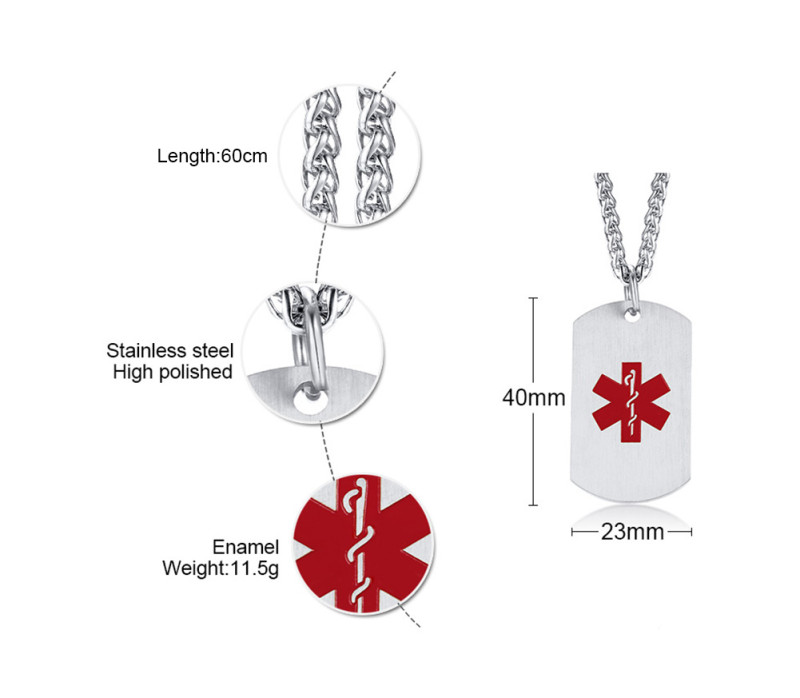 Wholesale Stainless Steel Medical ID Dog Tag Pendant