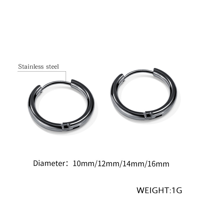 Wholesale Stainless Steel Men's Silver, Black and Gold Hoop Earrings