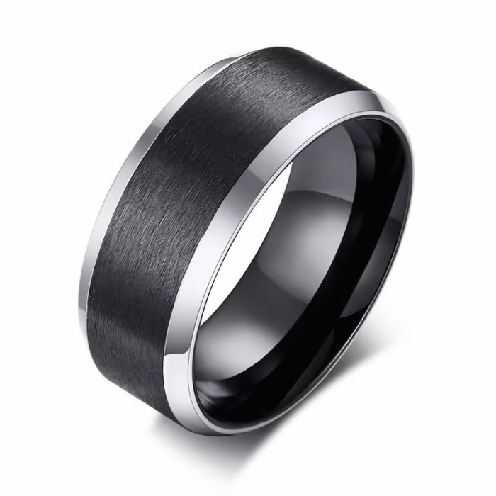 Wholesale Mens Stainless Steel Ring Black Matte Finished 8mm