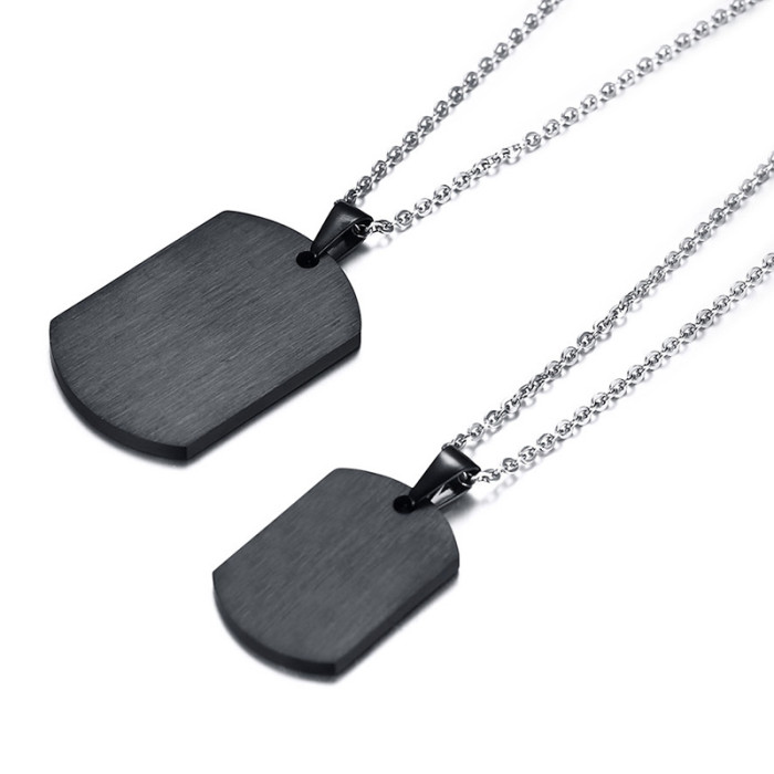 Wholesale Stainless Steel Black Couple Necklace Engraved Tag