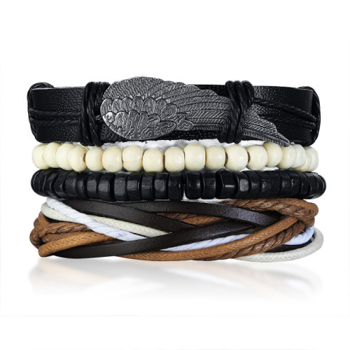 Wholesale Mens Multilayer Leather Charm Bracelet