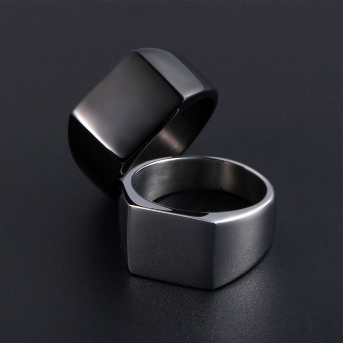 Wholesale Custom Make Engrave Men Ring Stainless Steel Silver Tone Black Fashion Jewelry