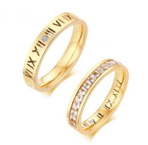 Wholesale Stainless Steel Roman Numeral and Cubic Zirconia Wedding Bands