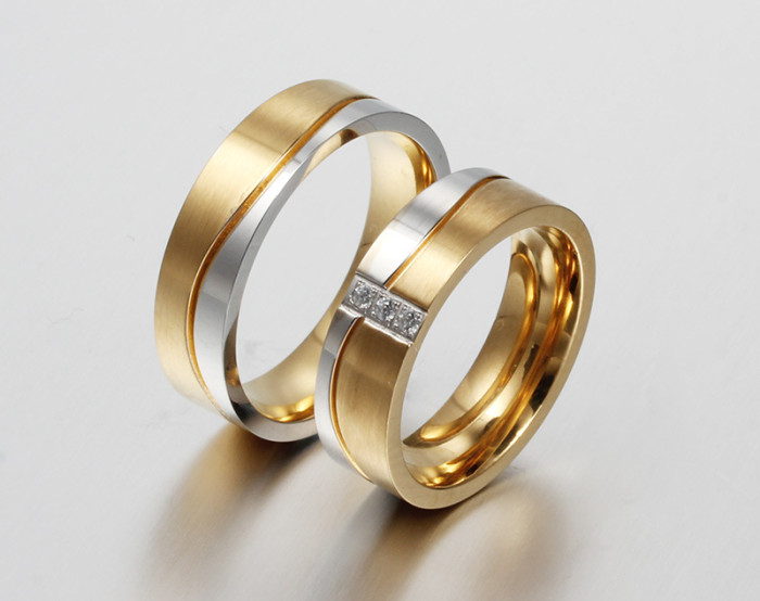 Cheap Wholesales Stainless Steel Wedding Ring with Gold Plated for man