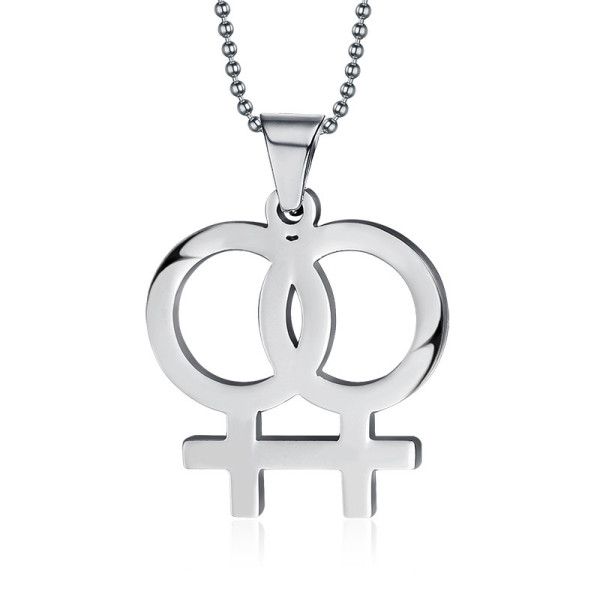 Stainless Steel Double Femal Symbol Pendant with chain